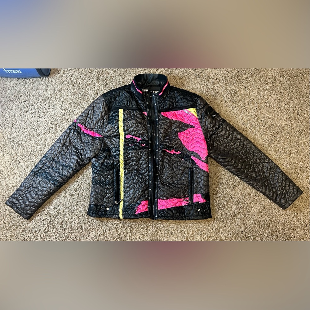 Woman’s medium quilted 90s y2k neon streetwear jacket